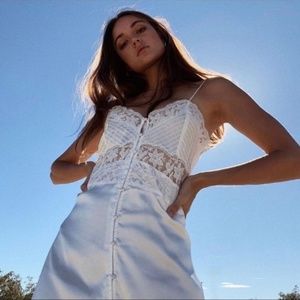 Zara Light Satin/Lace Maxi Dress NWT